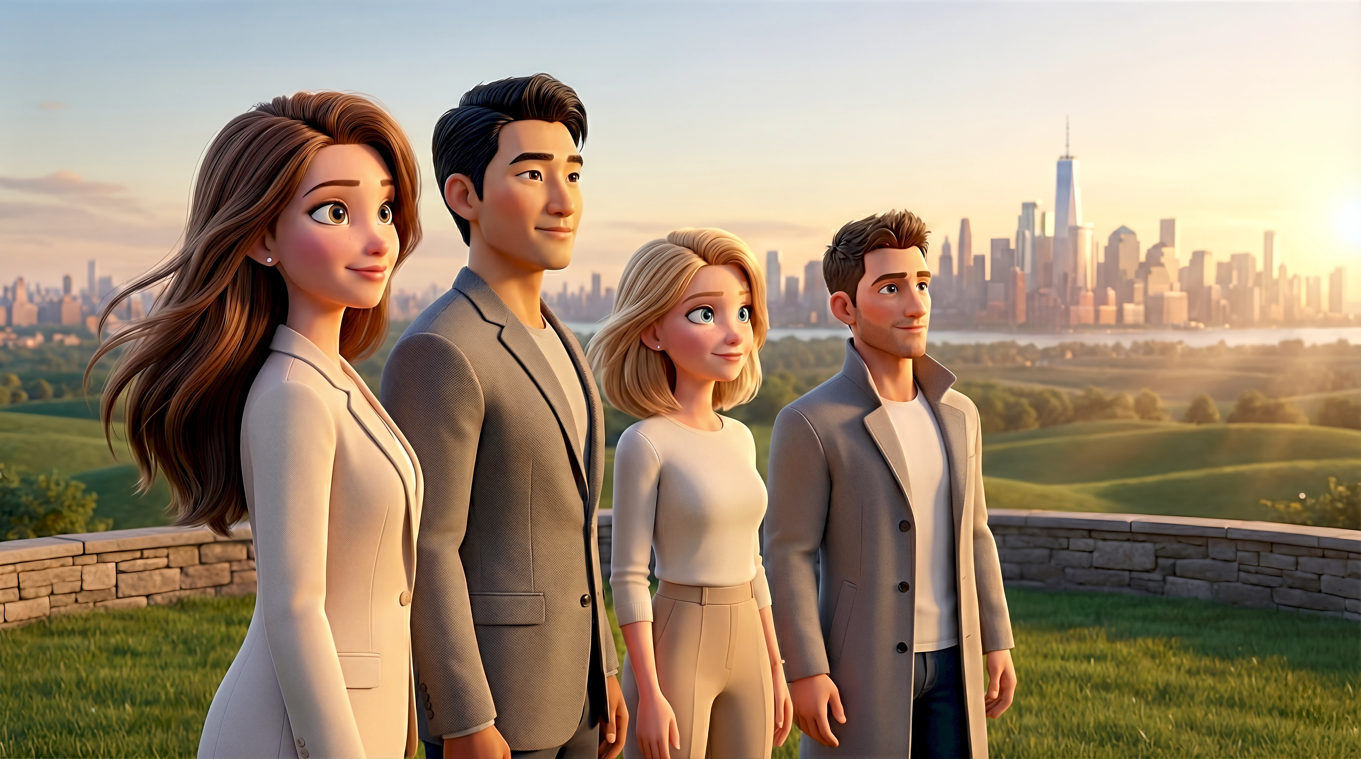 brooklyn heights promenade mixed group nyc skyline sunset new york outdoor nyc cinematic animated characters hubplanet